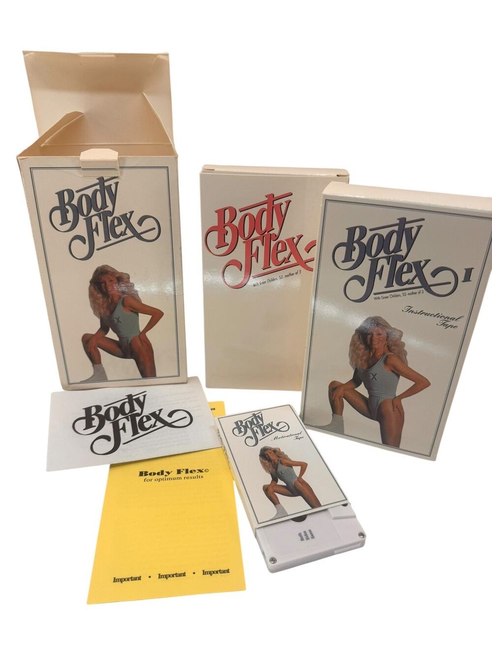 Vintage Body Flex Greer Childers VHS Workout Program 2 Tapes Cassette Guides Box